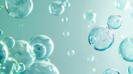 The image features air bubbles floating in a light blue background with ample space. Generative AI
