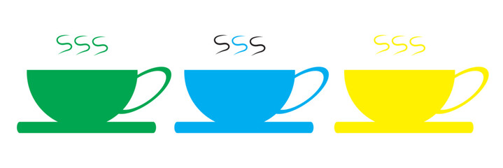 Coffee cup icon set. Cups of coffee tea collection. Hot drink icon. Disposable cup. Cup coffee with steam. Flat style - stock vector.