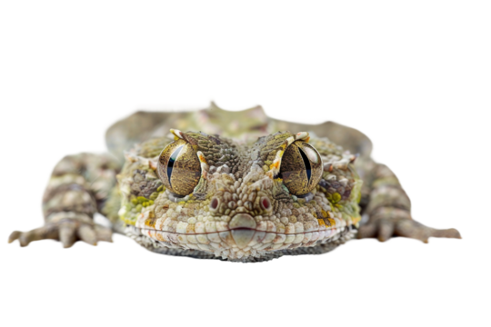 Camouflaged predator lying in wait on clear transparent background