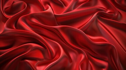 Obraz premium Elegant red satin fabric background texture for fashion, beauty, and art design inspiration