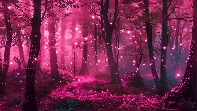 Mystical Pink Forest Scene