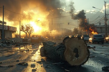 natural disaster in the city professional advertising food photography