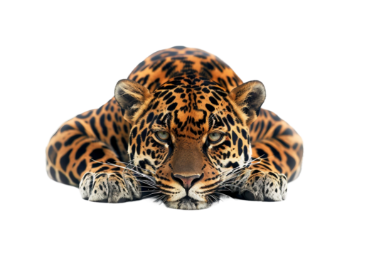 Hidden predator lying in wait of prey on clear transparent background