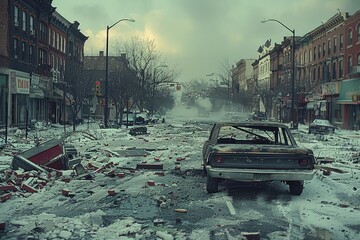 natural disaster in the city professional advertising food photography