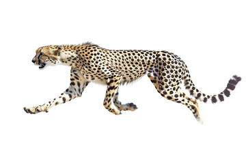 Cheetah sprinting with grace isolated on clear transparent background