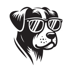a dog wearing sunglasses silhouette vector