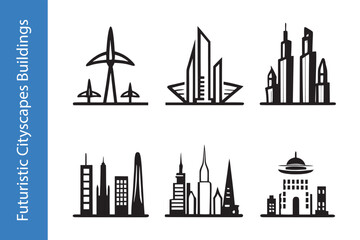 Futuristic cityscapes buildings skyscrapers