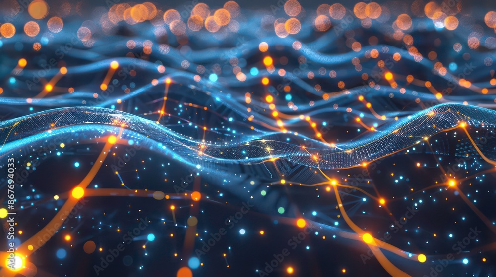 Poster transforming big data through digital networking, innovation of next generation technology. generati