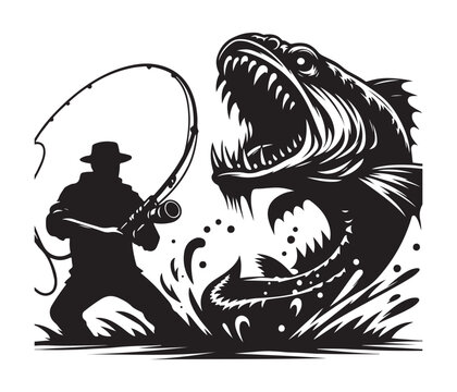 recommend clip art: fierce fishing vector silhouette vector style graphic resources white background