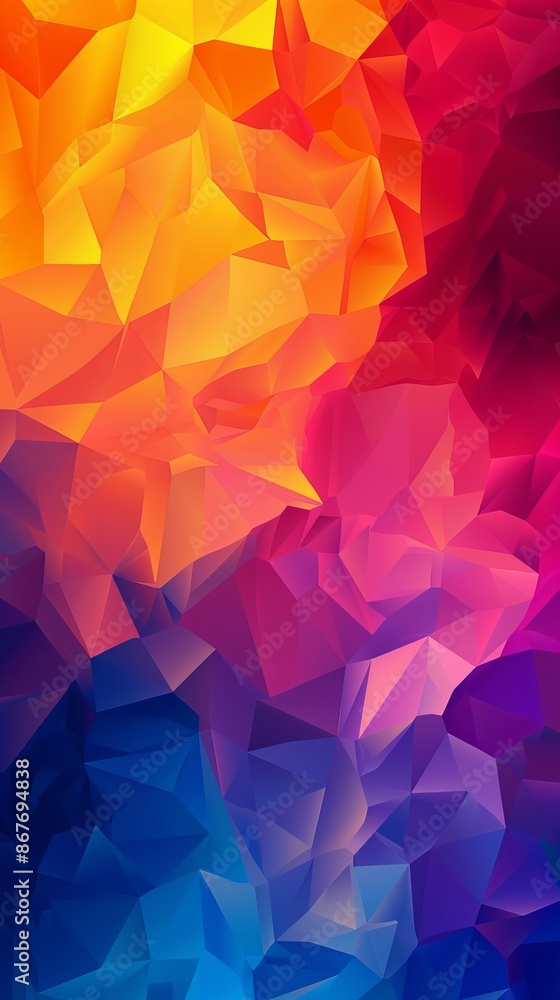 Sticker This image features a colorful low poly design that could serve as an eye-catching wallpaper or background with a modern artistic style