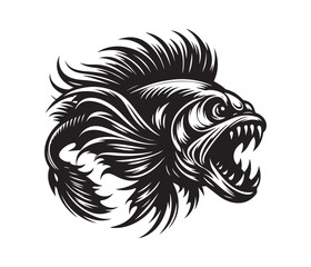fierce fishing vector silhouette vector style graphic resources white background