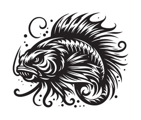 fierce fishing vector silhouette vector style graphic resources white background