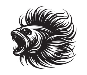 fierce fishing vector silhouette vector style graphic resources white background
