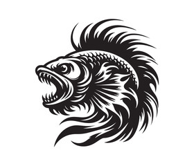 fierce fishing vector silhouette vector style graphic resources white background
