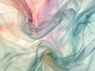 Obraz premium Abstract Pastel Colored Sheer Fabric Draped with Soft Waves and Flowing Lines