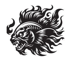 fierce fishing vector silhouette vector style graphic resources white background