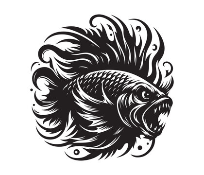 recommend clip art: fierce fishing vector silhouette vector style graphic resources white background