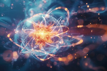 Abstract Sphere of Light with Swirling Energy, Glowing in a Dark Background