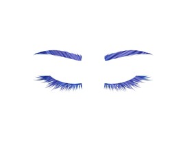 Bue  eyelashes and eyebrows, mascara  cosmetics beauty makeup .  