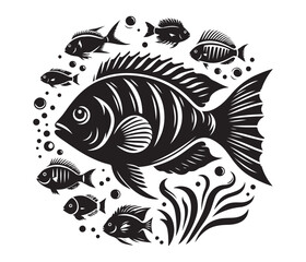 fierce fishing vector silhouette vector style graphic resources white background