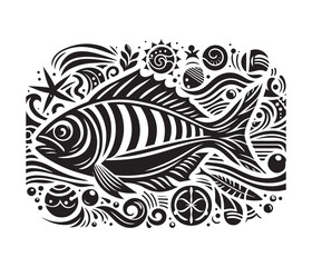 fierce fishing vector silhouette vector style graphic resources white background