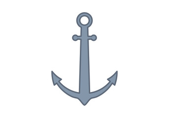 Ancla de barco azul en fondo blanco