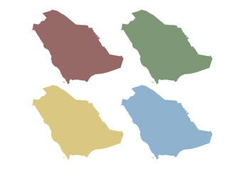 Obraz premium Mapa rojo, verde, amarillo y azul de Arabia Saudí