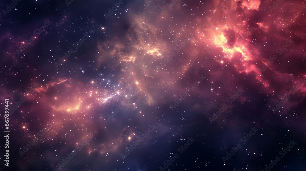Wall mural cosmic nebula with bright stars and glowing gas clouds in deep space