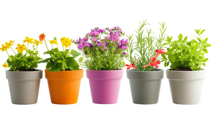 spring flowers in pots