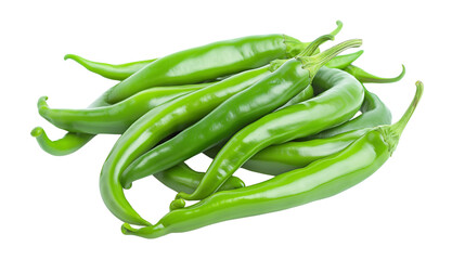 pile of Green chili peppers isolated