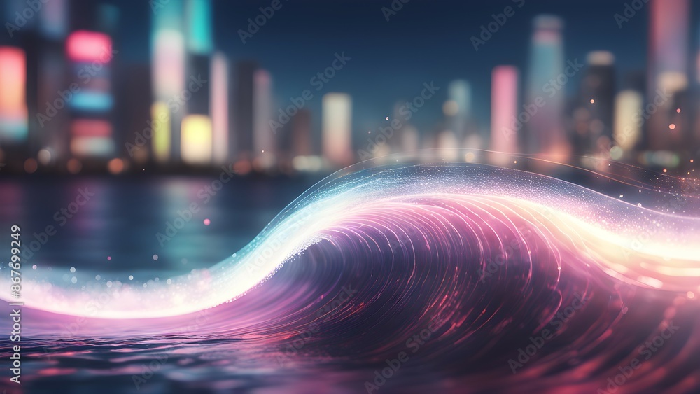 Poster a colorful wave of light is shown in the image