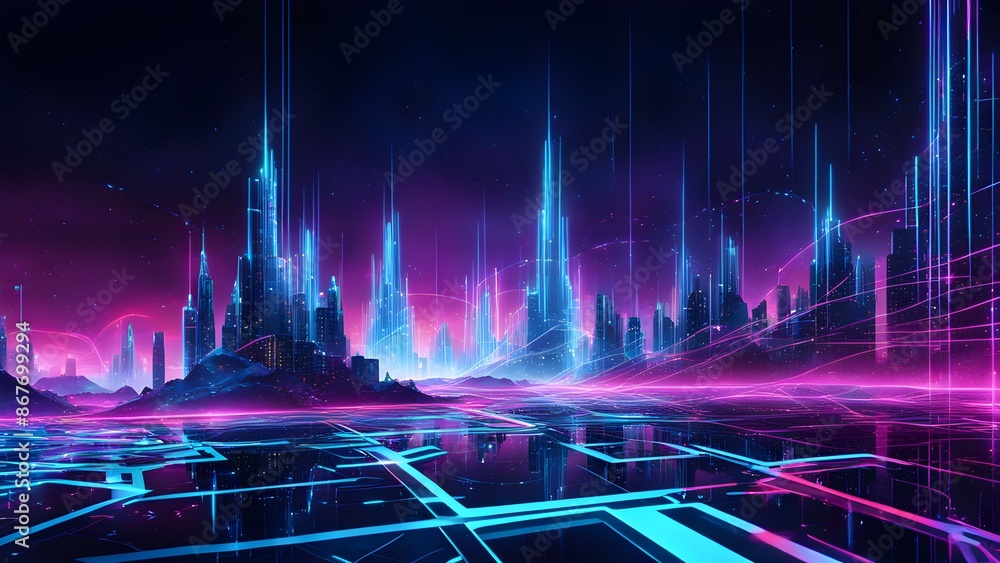 Poster a colorful wave of light is shown in the image