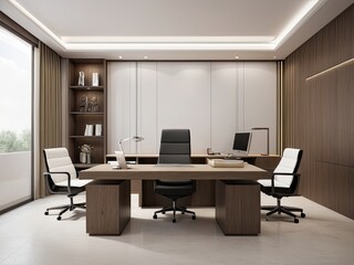 Fototapeta premium Modern office interior with furniture background