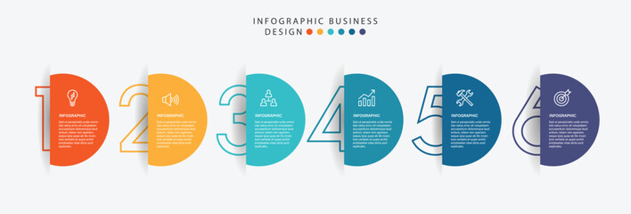 Vector creative concept for infographic with 6 steps, options, parts or processes. Business data visualization template