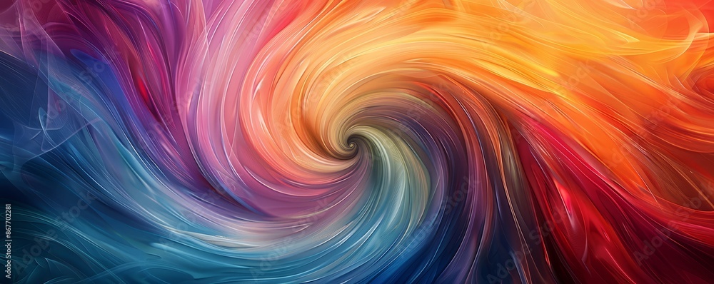 Poster a swirl of vibrant colors blending together, creating a mesmerizing pattern.