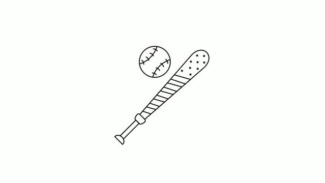 4th of July American theme bat hitting the baseball animated video, bat-and-ball sport Tossing and Hitting footage, USA federal holiday Clip, US Memorial Patriot Day Animation