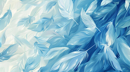 Fototapeta premium Blue and white gradient feather background pattern, symbolizing elegance and softness