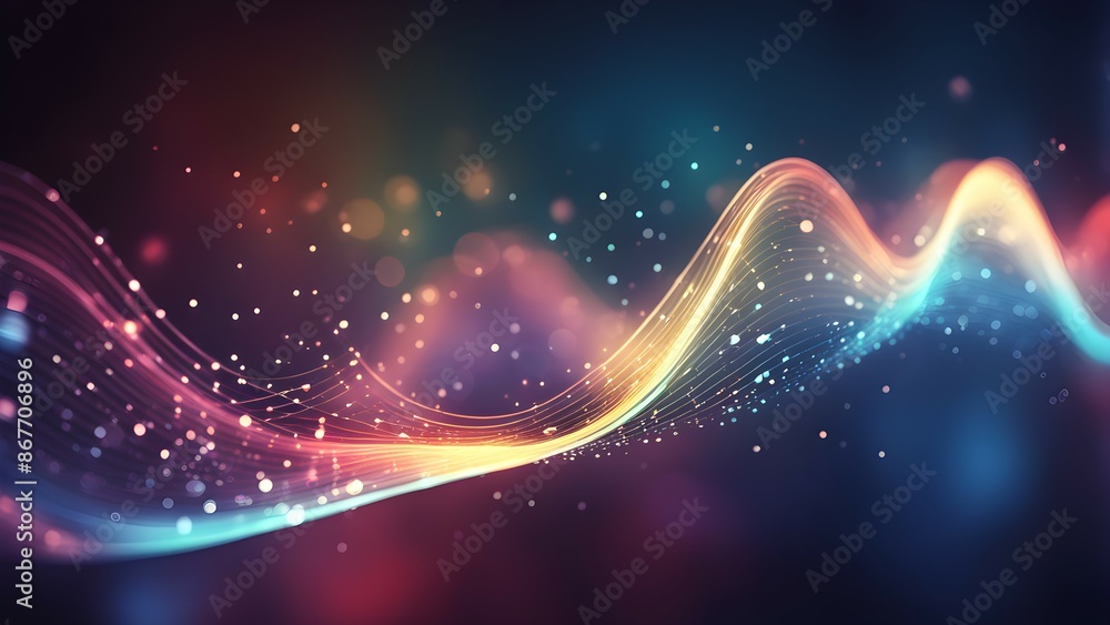 Poster a colorful, abstract image with a rainbow-like pattern