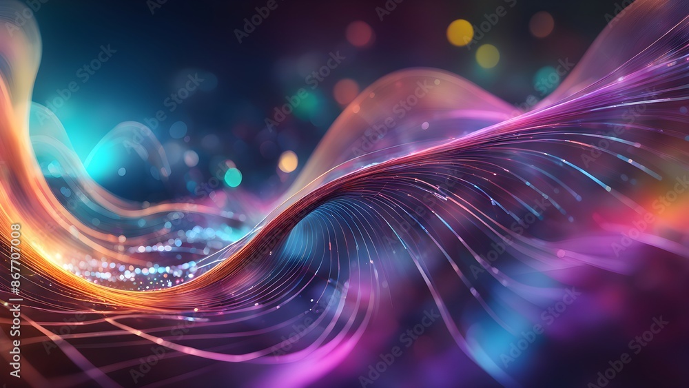 Poster a colorful, abstract image with a rainbow-like pattern
