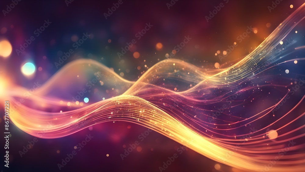 Poster a colorful, abstract image with a rainbow-like pattern