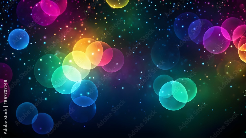 Poster a colorful, abstract image with a rainbow-like pattern