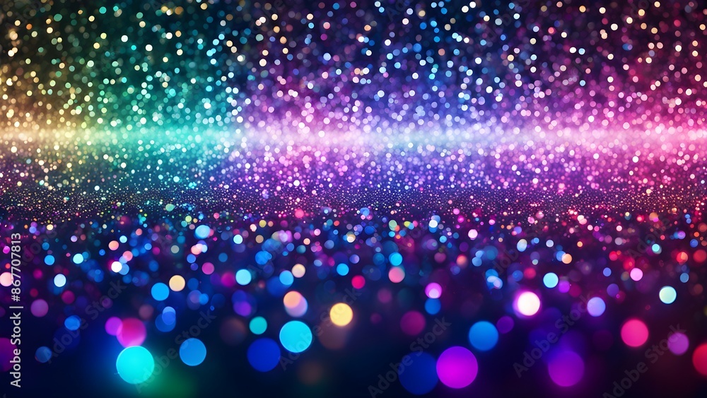 Poster a colorful, abstract image with a rainbow-like pattern