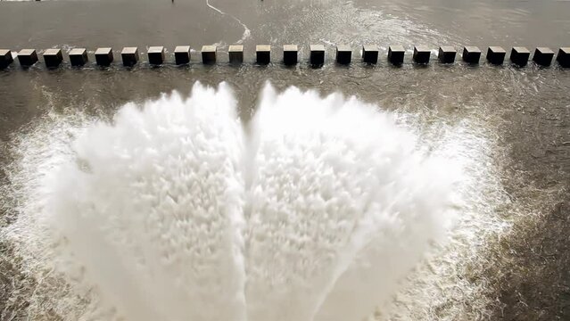 View of the Dulce River from the Frontal Dam of the Hydroelectric Power Station located in Santiago del Estero Province, Argentina. 4K Resolution.