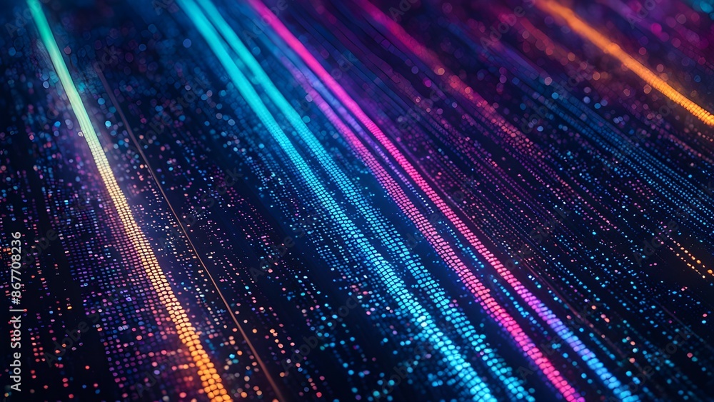 Poster a colorful, abstract image with a rainbow-like pattern