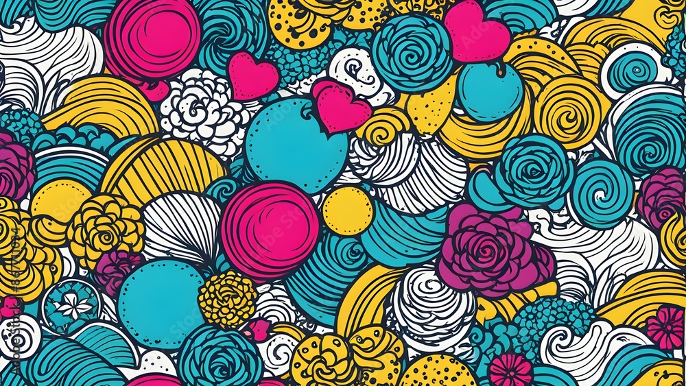 Poster a colorful and intricate design with many different shapes and patterns