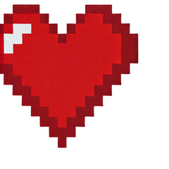 A red pixelated heart on a transparent background