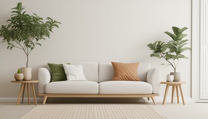 Modern interior background, wall mock up, 3d render