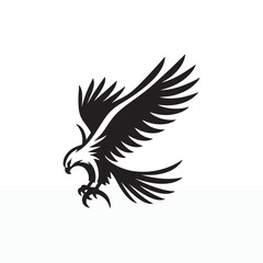 Obraz premium simple eye catching minimalist hawk bird silhouette, black and white, white background