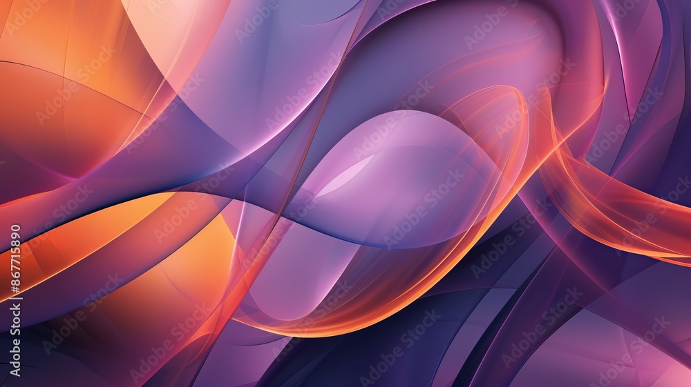 Sticker An abstract flowing design of purple and orange creates a vibrant and artistic wallpaper background