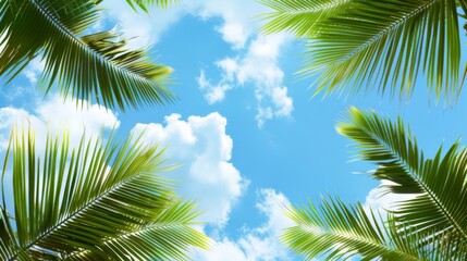 palm leaves on blue sky background --ar 16:9 --style raw Job ID: 1b00f4fe-59a8-44e7-953c-4b6518390a56